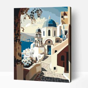 Belső utcák Santorini számfestő