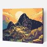 Napfelkelte a Machu Picchu felett számfestő
