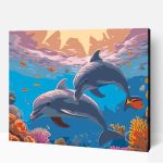 Delfin pár a koralloknál számfestő