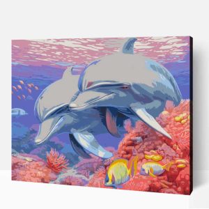 Színes delfin pár számfestő
