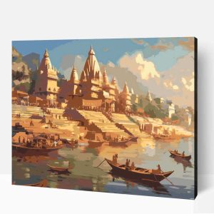 Varanasi hindu város számfestő