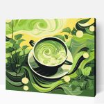 Absztrakt matcha tea számfestő