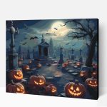 Díszes halloweeni temető számfestő