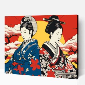 Hagyományos japán öltözet számfestő