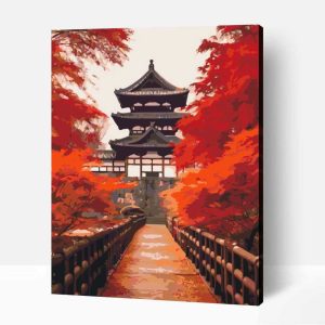 Japán ősz Kyotóban számfestő