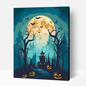 Telihold halloweenkor számfestő