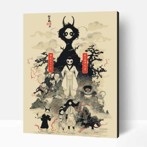Vintage poszter yokai stílus  számfestő