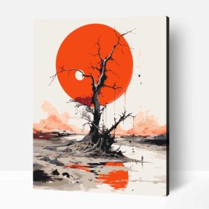 Ink festészet magányos fa számfestő