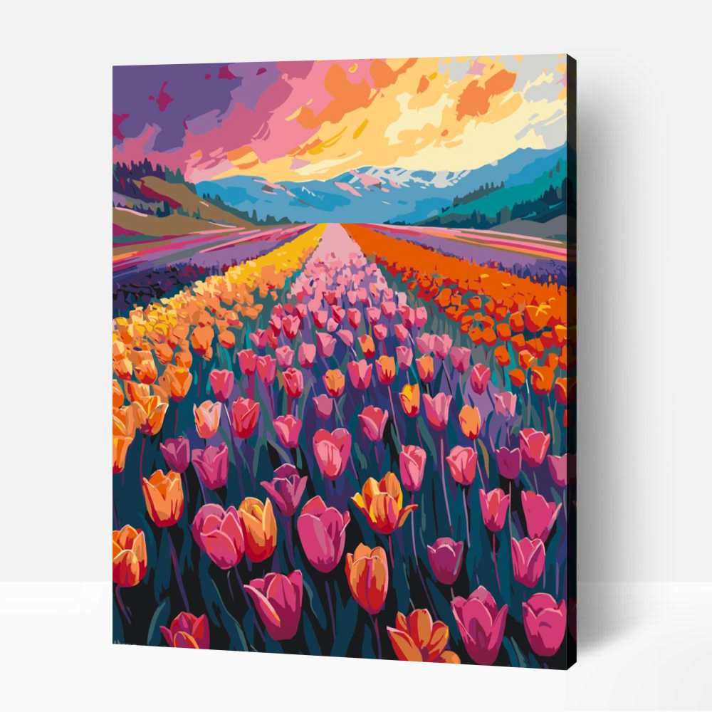 Festmény egy tulipánmezőről számfestő 1 Festmény egy tulipánmezőről számfestő