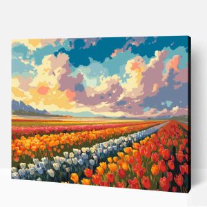 Színes tulipánmező számfestő