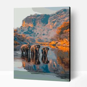 Elefántok India nemzeti park számfestő