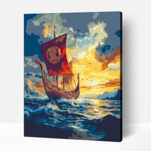 Böszke vikinghajó számfestő