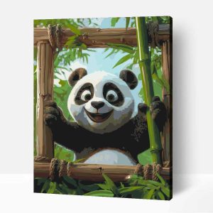 Panda bambusszal számfestő
