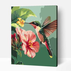 Kolibri hibiszkusszal számfestő