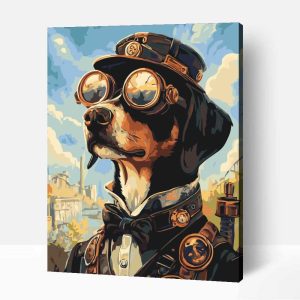 Steampunk kutya számfestő