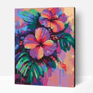 Hibiszkusz szivárványban számfestő